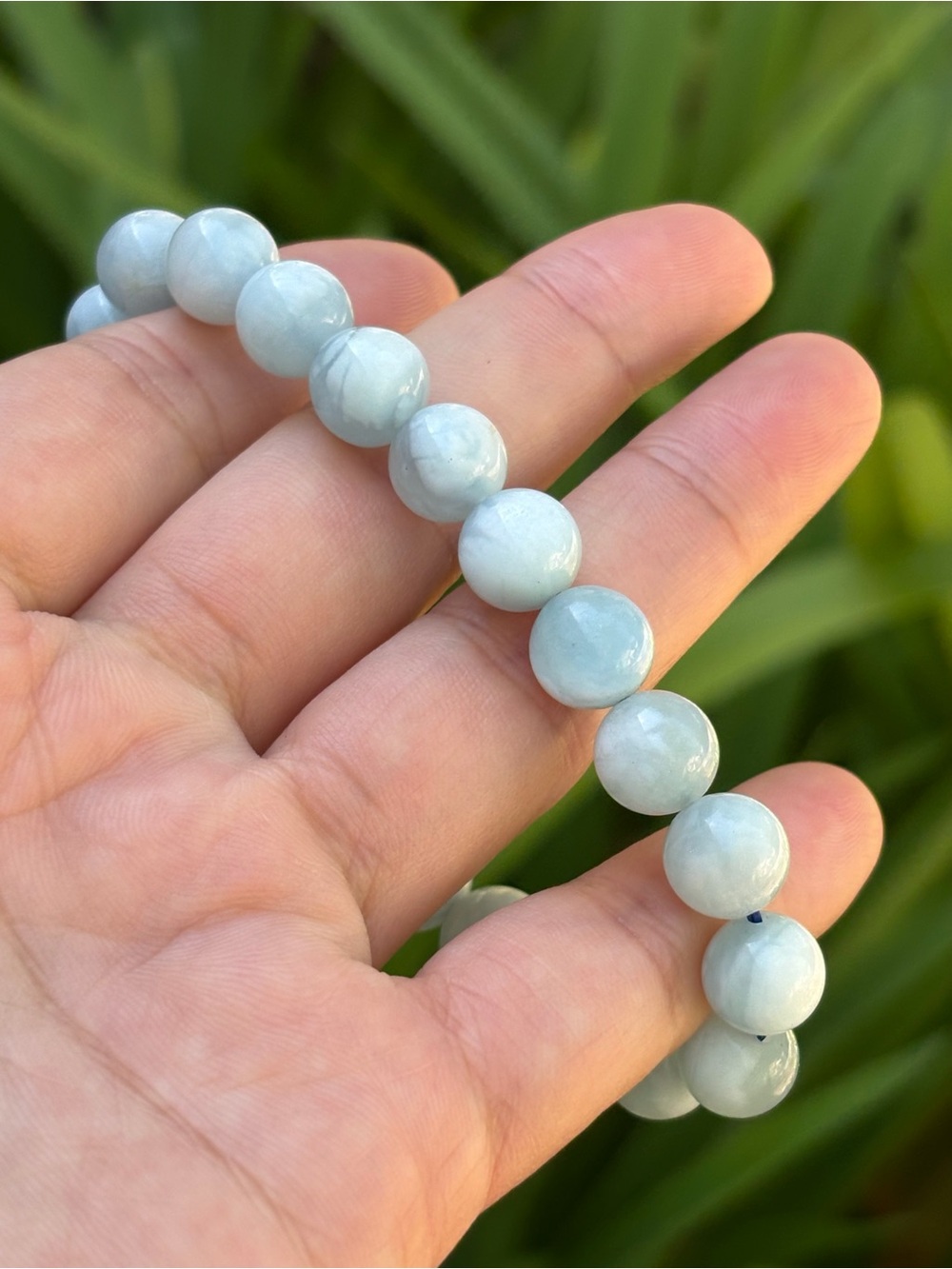 9.5mm Stretchable Blue Aquamarine Bracelet 2618 - Picture 7 of 7